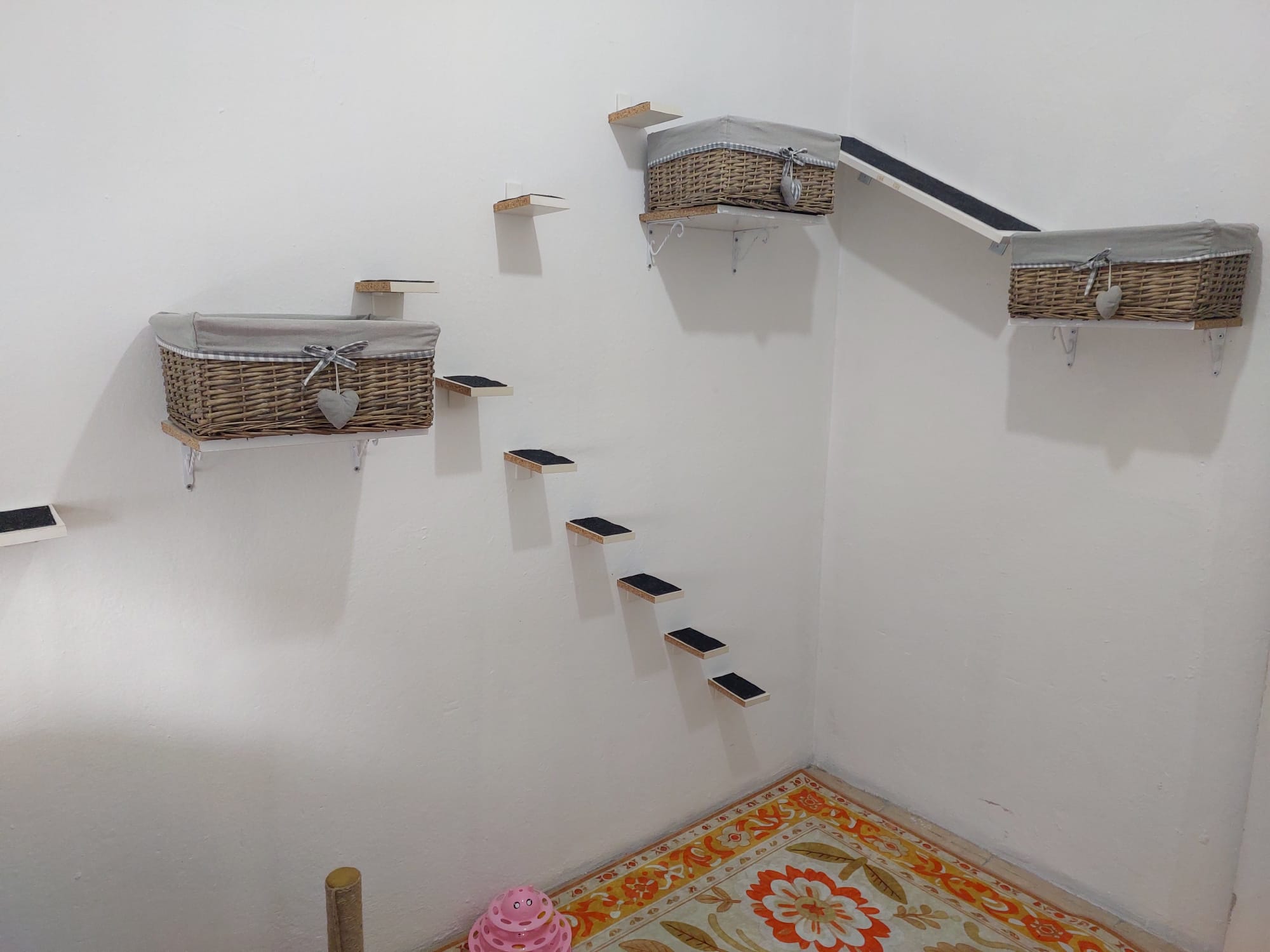 Kayseri Kedi Oteli hasır yuvalar ve kaydırmaz basamaklar